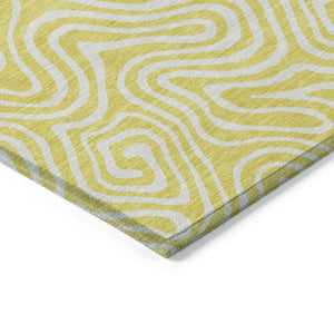 Homeroots 3' Artichoke Green And Ivory Abstract Washable Area Rug For Indoor And Outdoor Spaces, Durable Design 3' X 5' Polyester 599772