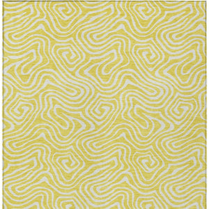 Homeroots 3' Artichoke Green And Ivory Abstract Washable Area Rug For Indoor And Outdoor Spaces, Durable Design 5' X 8' Polyester 599773