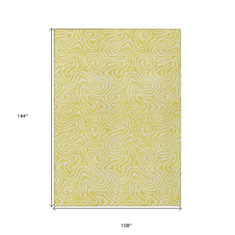 Homeroots 3' Artichoke Green And Ivory Abstract Washable Area Rug For Indoor And Outdoor Spaces, Durable Design 9' X 12' Polyester 599776