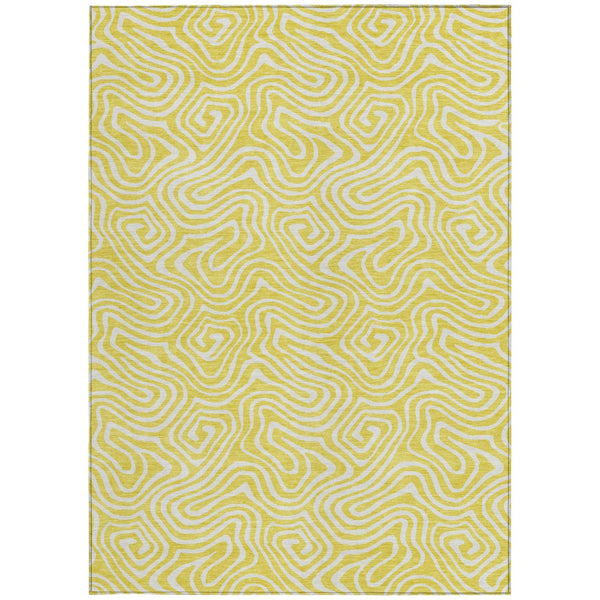 Homeroots 3' Artichoke Green And Ivory Abstract Washable Area Rug For Indoor And Outdoor Spaces, Durable Design 10' X 14' Polyester 599777
