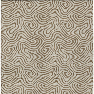 Homeroots 3' Beige And Brown Abstract Washable Area Rug For Indoor And Outdoor Spaces - Durable & Stylish 3' X 5' Polyester 599778