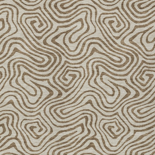 Homeroots 3' Beige And Brown Abstract Washable Area Rug For Indoor And Outdoor Spaces - Durable & Stylish 5' X 8' Polyester 599779