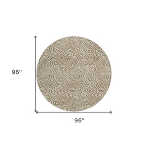 Homeroots 3' Beige And Brown Abstract Washable Area Rug For Indoor And Outdoor Spaces - Durable & Stylish 8' Round Polyester 599780