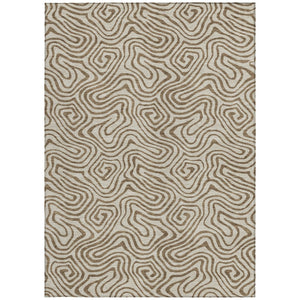 Homeroots 3' Beige And Brown Abstract Washable Area Rug For Indoor And Outdoor Spaces - Durable & Stylish 8' X 10' Polyester 599781