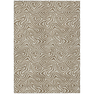 HomeRoots 5' Beige and Brown Abstract Area Rug – Stylish, Washable, Durable Design for Indoor and Outdoor Use 10' X 14' 599783