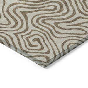 Homeroots 3' Beige And Brown Abstract Washable Area Rug For Indoor And Outdoor Spaces - Durable & Stylish 10' X 14' Polyester 599783