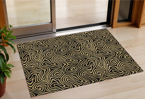 Homeroots 3' Beige And Brown Abstract Washable Area Rug For Indoor And Outdoor Spaces - Durable & Stylish 3' X 5' Polyester 599784