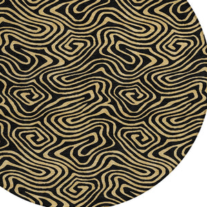 Homeroots 3' Beige And Brown Abstract Washable Area Rug For Indoor And Outdoor Spaces - Durable & Stylish 8' Round Polyester 599786