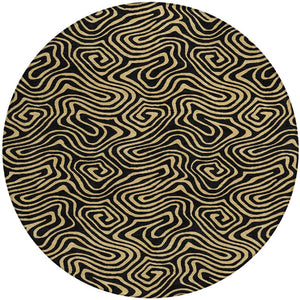 Homeroots 3' Beige And Brown Abstract Washable Area Rug For Indoor And Outdoor Spaces - Durable & Stylish 8' Round Polyester 599786