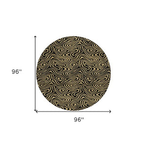 Homeroots 3' Beige And Brown Abstract Washable Area Rug For Indoor And Outdoor Spaces - Durable & Stylish 8' Round Polyester 599786