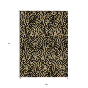 Homeroots 3' Beige And Brown Abstract Washable Area Rug For Indoor And Outdoor Spaces - Durable & Stylish 8' X 10' Polyester 599787