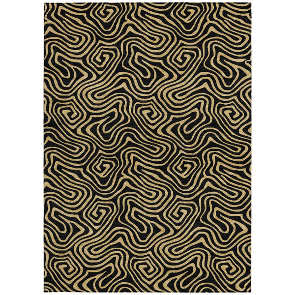 Homeroots 3' Beige And Brown Abstract Washable Area Rug For Indoor And Outdoor Spaces - Durable & Stylish 9' X 12' Polyester 599788