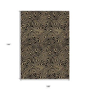 Homeroots 3' Beige And Brown Abstract Washable Area Rug For Indoor And Outdoor Spaces - Durable & Stylish 9' X 12' Polyester 599788