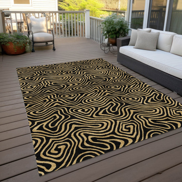 Homeroots 3' Beige And Brown Abstract Washable Area Rug For Indoor And Outdoor Spaces - Durable & Stylish 10' X 14' Polyester 599789