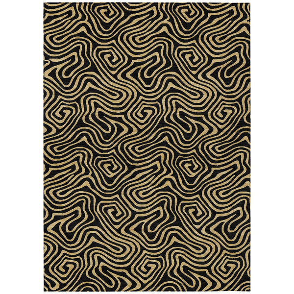 Homeroots 3' Beige And Brown Abstract Washable Area Rug For Indoor And Outdoor Spaces - Durable & Stylish 10' X 14' Polyester 599789