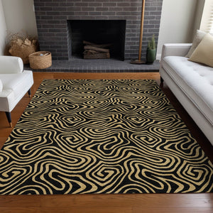 Homeroots 3' Beige And Brown Abstract Washable Area Rug For Indoor And Outdoor Spaces - Durable & Stylish 10' X 14' Polyester 599789