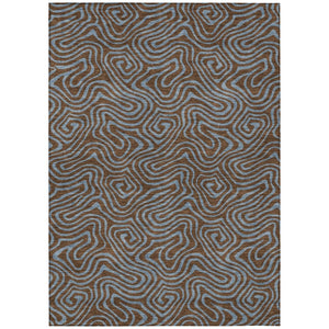 HomeRoots 5' Stylish Brown and Light Blue Abstract Area Rug for Indoor and Outdoor Use - Durable, Washable Design 5' X 8' 599791