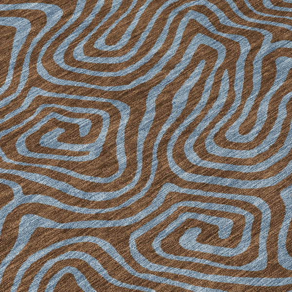 Homeroots 3' Beige And Brown Abstract Washable Area Rug For Indoor And Outdoor Spaces - Durable & Stylish 8' Round Polyester 599792