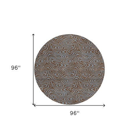 Homeroots 3' Beige And Brown Abstract Washable Area Rug For Indoor And Outdoor Spaces - Durable & Stylish 8' Round Polyester 599792