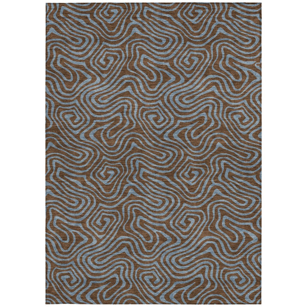 Homeroots 3' Beige And Brown Abstract Washable Area Rug For Indoor And Outdoor Spaces - Durable & Stylish 8' X 10' Polyester 599793