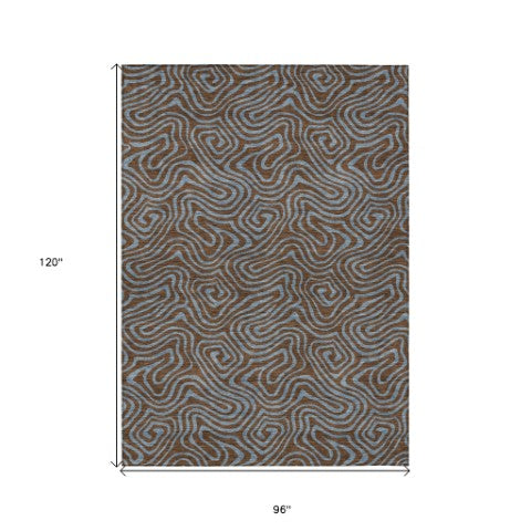 Homeroots 3' Beige And Brown Abstract Washable Area Rug For Indoor And Outdoor Spaces - Durable & Stylish 8' X 10' Polyester 599793