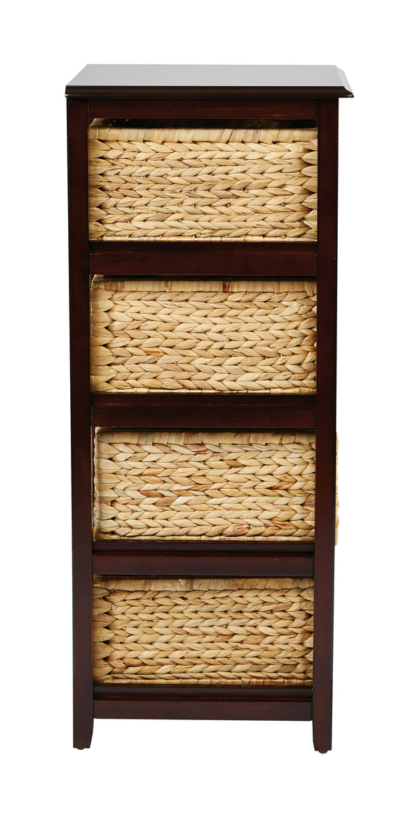 OSP Home Furnishings Seabrook Four-Tier Storage Unit Espresso