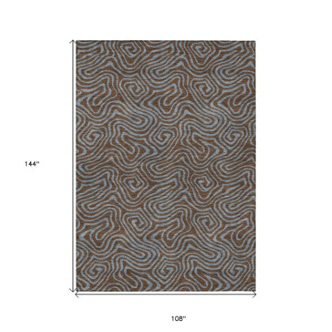 Homeroots 3' Beige And Brown Abstract Washable Area Rug For Indoor And Outdoor Spaces - Durable & Stylish 9' X 12' Polyester 599794