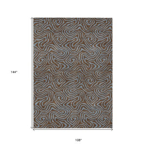 Homeroots 3' Beige And Brown Abstract Washable Area Rug For Indoor And Outdoor Spaces - Durable & Stylish 9' X 12' Polyester 599794