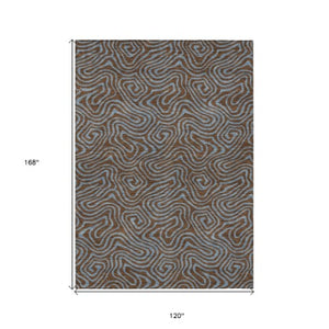 Homeroots 3' Beige And Brown Abstract Washable Area Rug For Indoor And Outdoor Spaces - Durable & Stylish 10' X 14' Polyester 599795