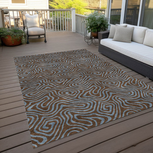 Homeroots 3' Beige And Brown Abstract Washable Area Rug For Indoor And Outdoor Spaces - Durable & Stylish 10' X 14' Polyester 599795