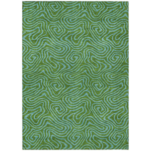 HomeRoots 5' Vibrant Green and Blue Abstract Washable Area Rug - Perfect for Indoor and Outdoor Spaces! 5' X 8' 599797