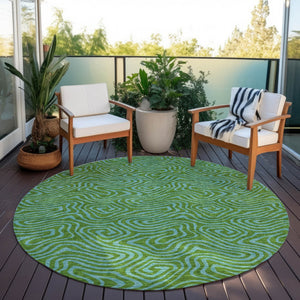 Homeroots 3' Beige And Brown Abstract Washable Area Rug For Indoor And Outdoor Spaces - Durable & Stylish 8' Round Polyester 599798