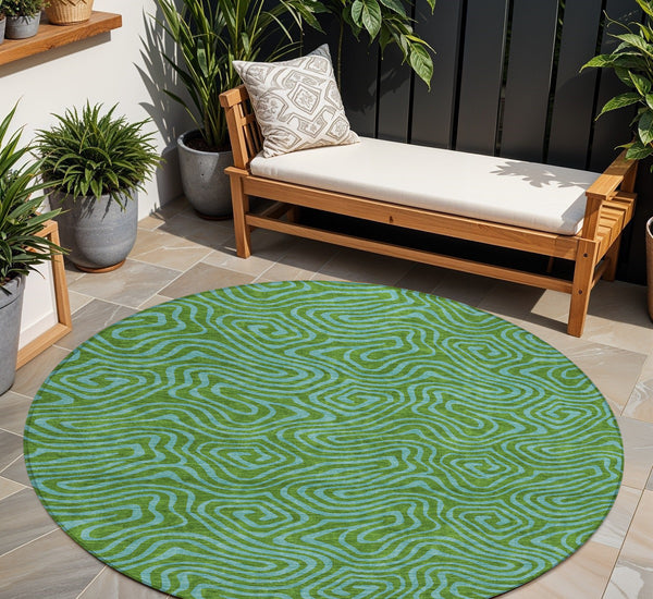 Homeroots 3' Beige And Brown Abstract Washable Area Rug For Indoor And Outdoor Spaces - Durable & Stylish 8' Round Polyester 599798