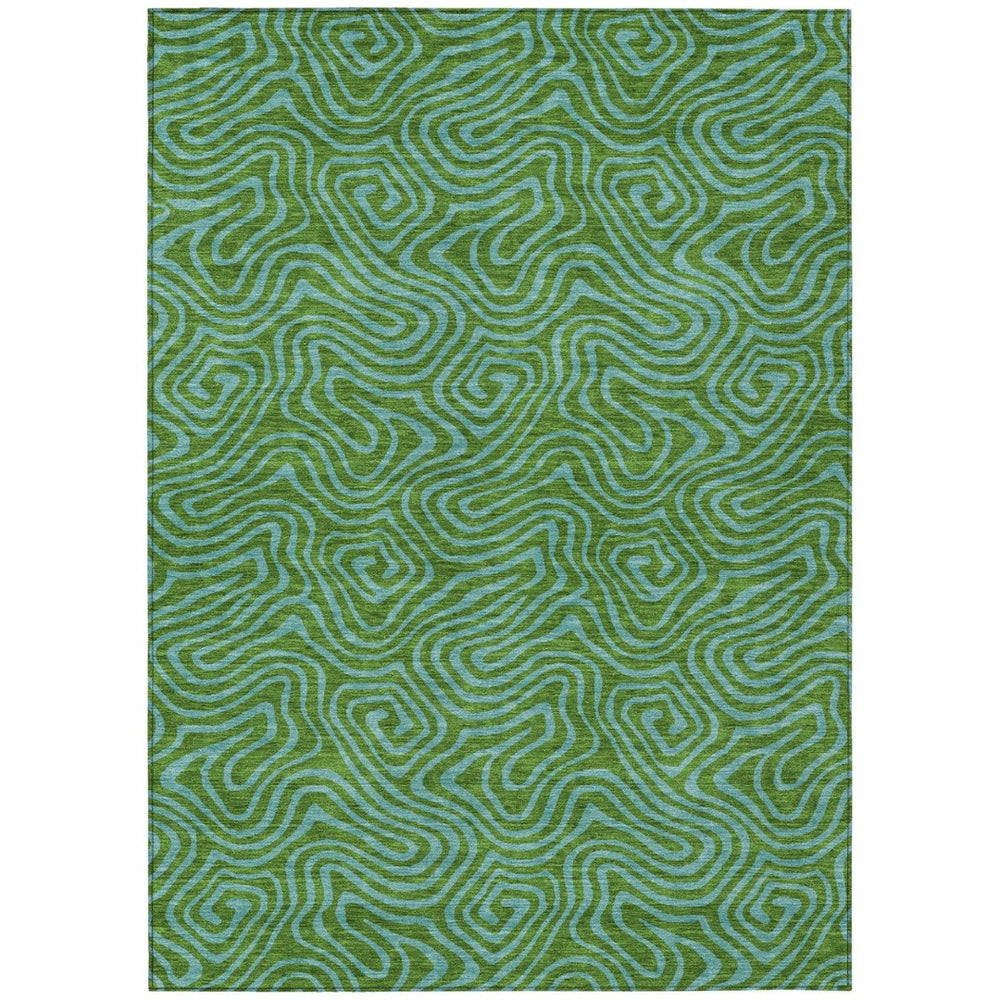 HomeRoots 5' Vibrant Green and Blue Abstract Washable Area Rug - Perfect for Indoor and Outdoor Spaces! 10' X 14' 599801