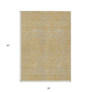 Homeroots 3' Beige And Brown Abstract Washable Area Rug For Indoor And Outdoor Spaces - Durable & Stylish 3' X 5' Polyester 599802