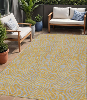 Homeroots 3' Beige And Brown Abstract Washable Area Rug For Indoor And Outdoor Spaces - Durable & Stylish 5' X 8' Polyester 599803
