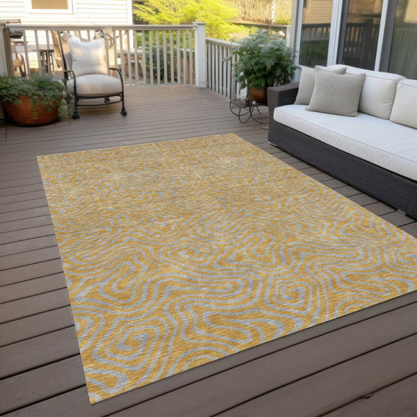 Homeroots 3' Beige And Brown Abstract Washable Area Rug For Indoor And Outdoor Spaces - Durable & Stylish 5' X 8' Polyester 599803