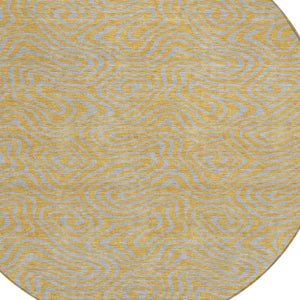 Homeroots 3' Beige And Brown Abstract Washable Area Rug For Indoor And Outdoor Spaces - Durable & Stylish 8' Round Polyester 599804