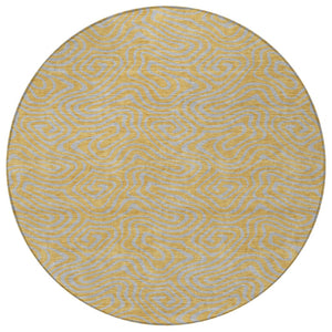 Homeroots 3' Beige And Brown Abstract Washable Area Rug For Indoor And Outdoor Spaces - Durable & Stylish 8' Round Polyester 599804