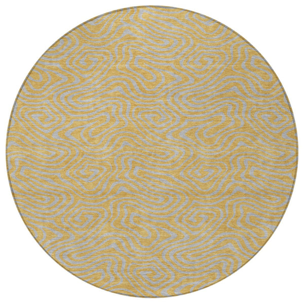 Homeroots 3' Beige And Brown Abstract Washable Area Rug For Indoor And Outdoor Spaces - Durable & Stylish 8' Round Polyester 599804
