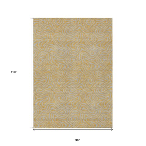 Homeroots 3' Beige And Brown Abstract Washable Area Rug For Indoor And Outdoor Spaces - Durable & Stylish 8' X 10' Polyester 599805