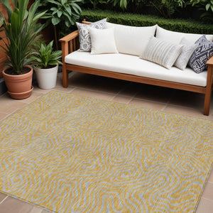 Homeroots 3' Beige And Brown Abstract Washable Area Rug For Indoor And Outdoor Spaces - Durable & Stylish 8' X 10' Polyester 599805