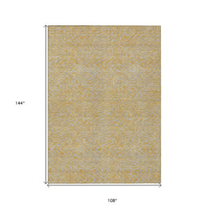 Homeroots 3' Beige And Brown Abstract Washable Area Rug For Indoor And Outdoor Spaces - Durable & Stylish 9' X 12' Polyester 599806