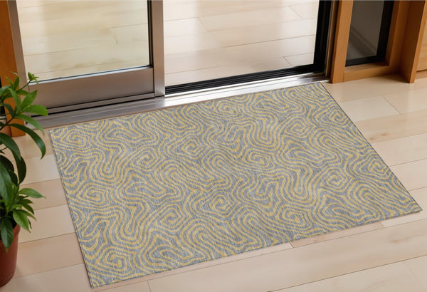 Homeroots 3' Beige And Brown Abstract Washable Area Rug For Indoor And Outdoor Spaces - Durable & Stylish 3' X 5' Polyester 599808