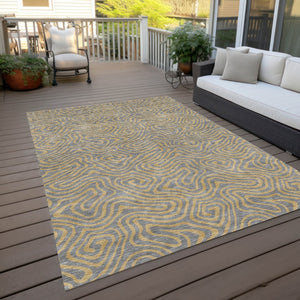 Homeroots 3' Beige And Brown Abstract Washable Area Rug For Indoor And Outdoor Spaces - Durable & Stylish 3' X 5' Polyester 599808