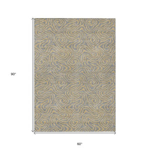 Homeroots 3' Beige And Brown Abstract Washable Area Rug For Indoor And Outdoor Spaces - Durable & Stylish 5' X 8' Polyester 599809