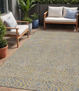 Homeroots 3' Beige And Brown Abstract Washable Area Rug For Indoor And Outdoor Spaces - Durable & Stylish 5' X 8' Polyester 599809