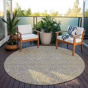 Homeroots 3' Beige And Brown Abstract Washable Area Rug For Indoor And Outdoor Spaces - Durable & Stylish 8' Round Polyester 599810