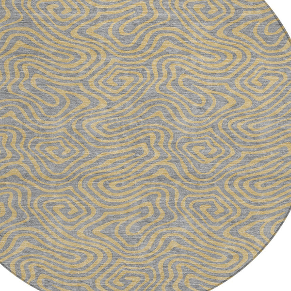 Homeroots 3' Beige And Brown Abstract Washable Area Rug For Indoor And Outdoor Spaces - Durable & Stylish 8' Round Polyester 599810