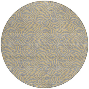 Homeroots 3' Beige And Brown Abstract Washable Area Rug For Indoor And Outdoor Spaces - Durable & Stylish 8' Round Polyester 599810
